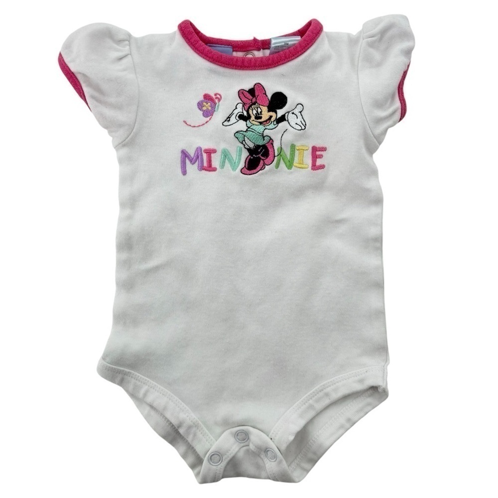 Disney White Onesie 9 Months for Baby Girl with Embroidered Minnie Mouse